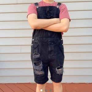 sz34 ASOS Black distressed overalls